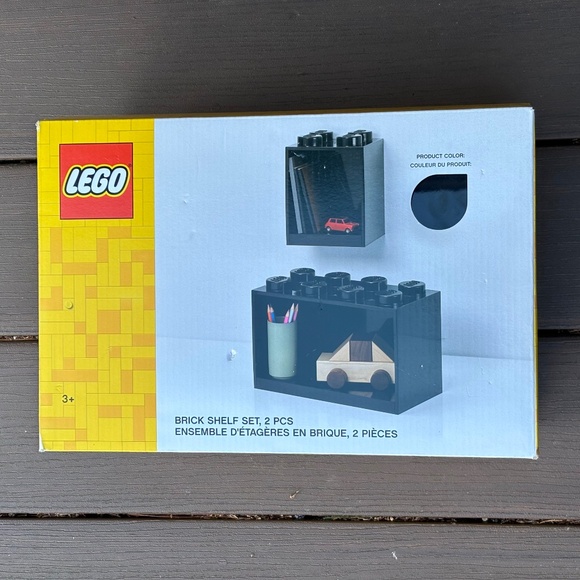 Lego 2-Piece Black Brick Shelf Storage Toy Display Set Ages 3+ - New, Dinged Box - Picture 1 of 11
